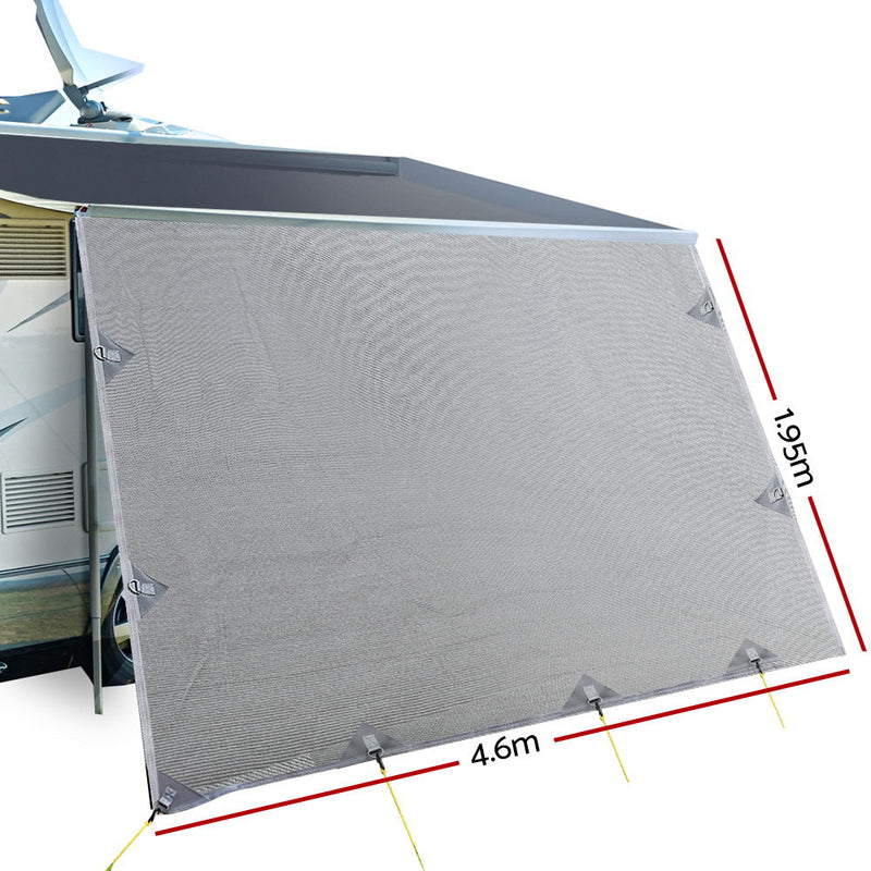 Dealsmate 4.6M Caravan Privacy Screens 1.95m Roll Out Awning End Wall Side Sun Shade