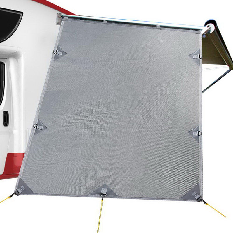 Dealsmate Grey Caravan Privacy Screen 1.95 x 2.2M End Wall Side Sun Shade Roll Out Awning