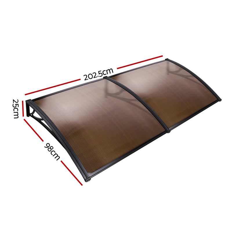 Dealsmate Instahut Window Door Awning Door Canopy Patio UV Sun Shield BROWN 1mx2m DIY