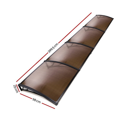 Dealsmate Instahut Window Door Awning Door Canopy Patio UV Sun Shield 1mx4m DIY BR