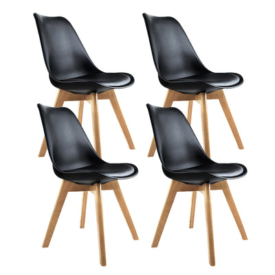 Dealsmate  Dining Chairs Set of 4 Black Leather DSW