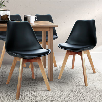 Dealsmate  Dining Chairs Set of 4 Black Leather DSW