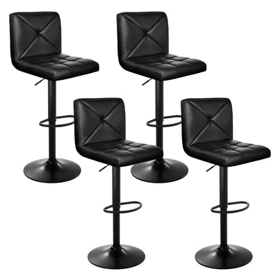 Dealsmate  4x Bar Stools Gas Lift Leather Chair Black