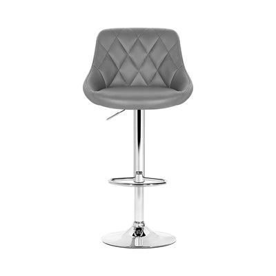 Dealsmate  2x Bar Stools Leather Padded Gas Lift Grey