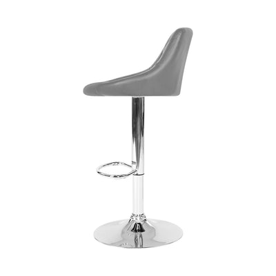 Dealsmate  2x Bar Stools Leather Padded Gas Lift Grey