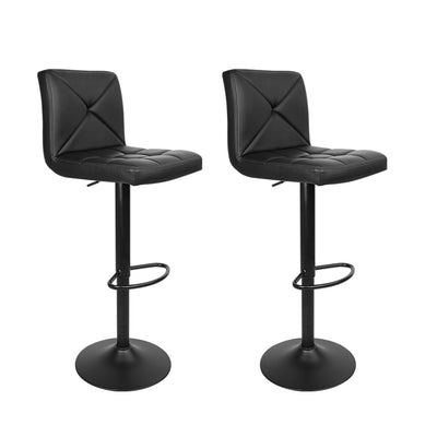 Dealsmate  2x Bar Stools Kitchen Dining Chairs Gas Lift Stool Leather Black