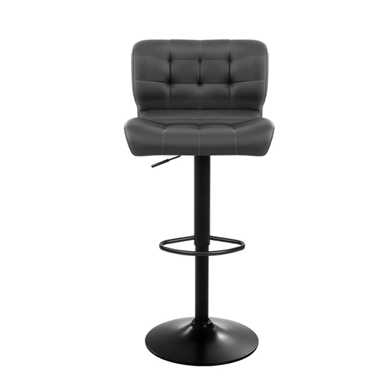 Dealsmate  2x Bar Stools Gas Lift Leather Padded Grey
