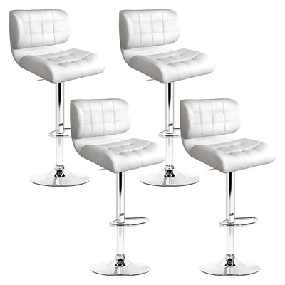 Dealsmate  4x Bar Stools Gas Lift Leather Padded White