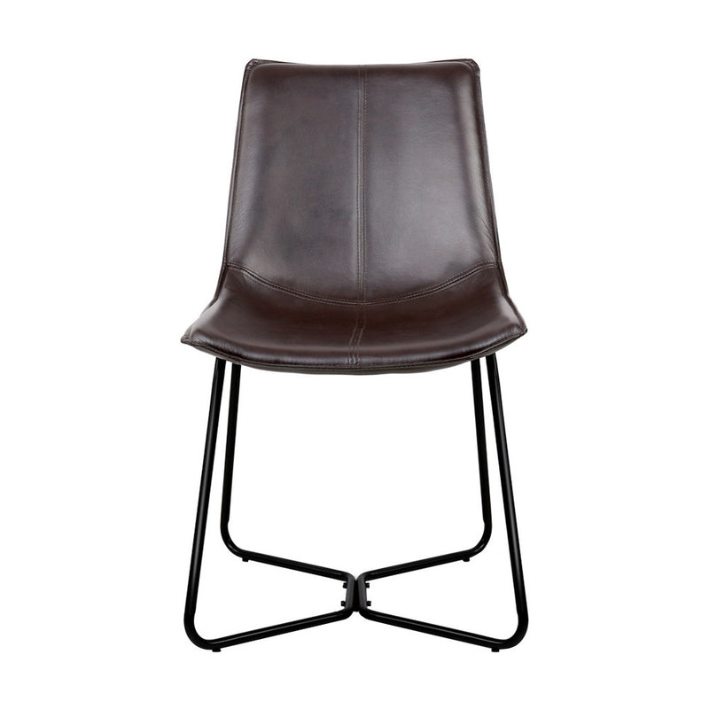 Dealsmate  Set of 2 PU Leather Dining Chair - Walnut