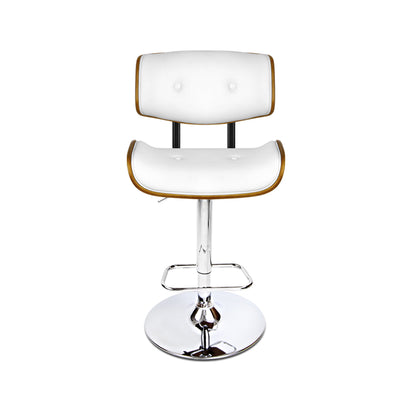Dealsmate  2x Bar Stools Gas Lift Leather White