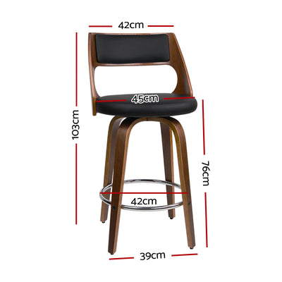 Dealsmate  2x Bar Stools Swivel Leather Chair 76cm