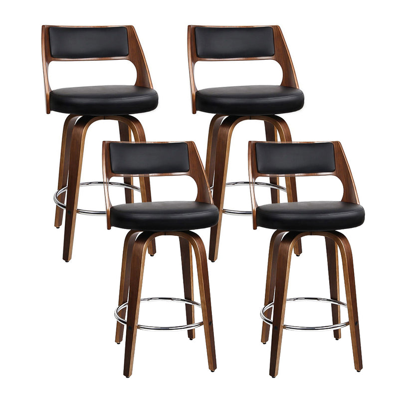 Dealsmate  4x Bar Stools Swivel Leather Chair 76cm