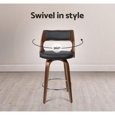 Dealsmate  4x Bar Stools Swivel Leather Chair 76cm