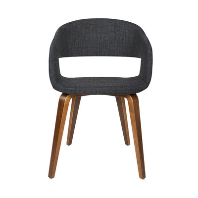 Dealsmate  Set of 2 Timber Wood and Fabric Dining Chairs - Charcoal