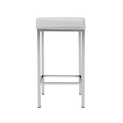 Dealsmate  2x Bar Stools Leather Padded Metal White