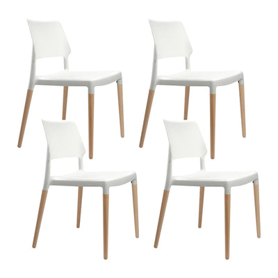 Dealsmate  Set of 4 Wooden Stackable Dining Chairs - White