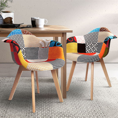 Dealsmate  Set of 2 Fabric Dining Chairs