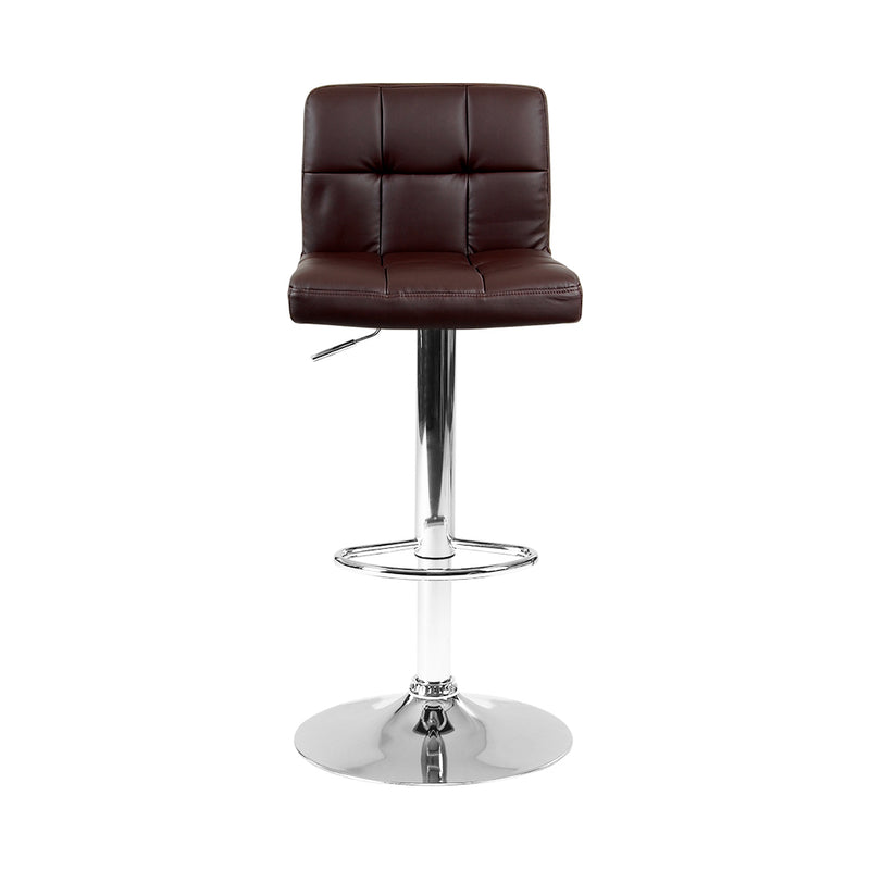 Dealsmate  2x Bar Stools Leather Gas Lift Brown