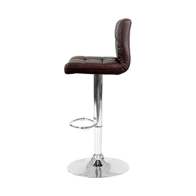 Dealsmate  2x Bar Stools Leather Gas Lift Brown