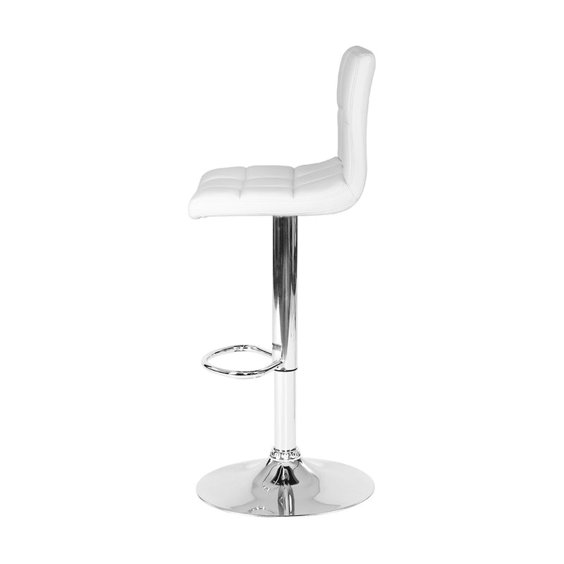 Dealsmate  2x Bar Stools Leather Gas Lift White