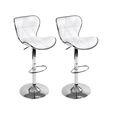Dealsmate  2x Bar Stools Gas Lift Leather Seat White