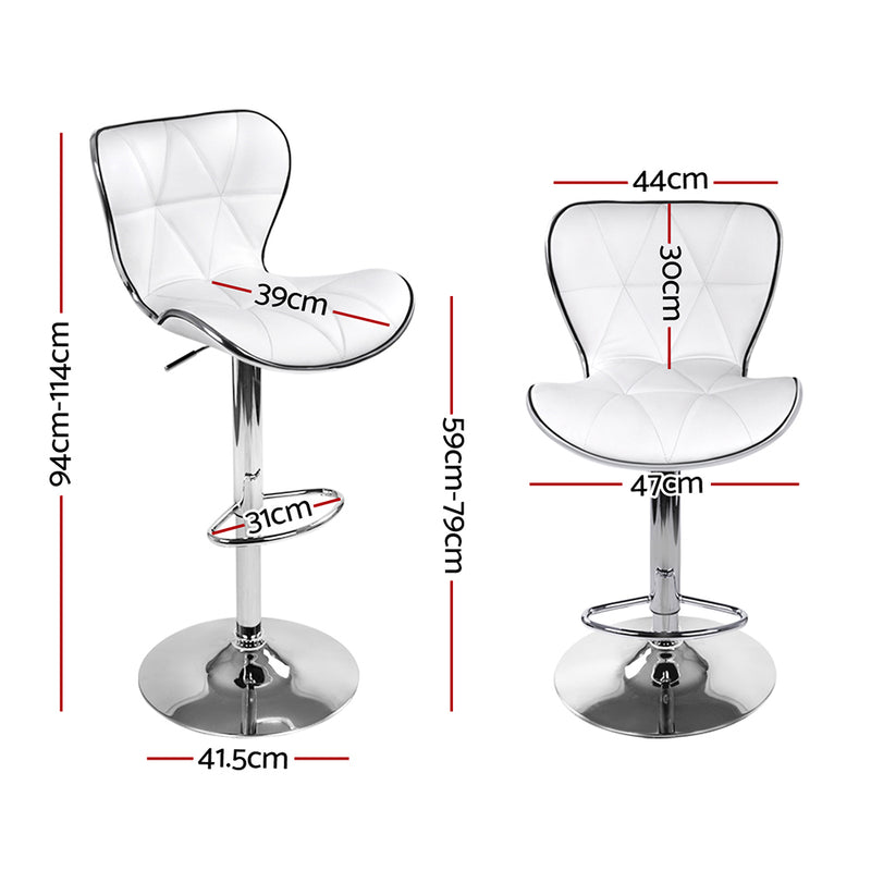 Dealsmate  4x Bar Stools Gas Lift Leather Seat White