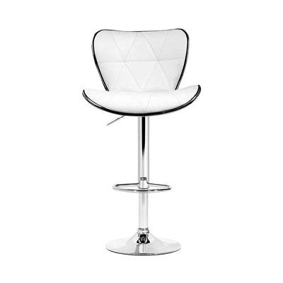 Dealsmate  4x Bar Stools Gas Lift Leather Seat White