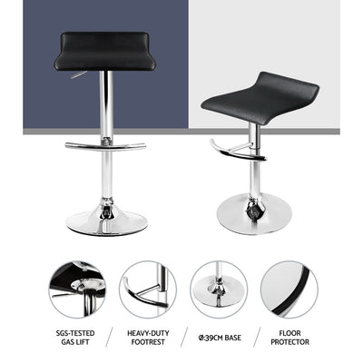 Dealsmate  4x Bar Stools Adjustable Gas Lift Chairs Black