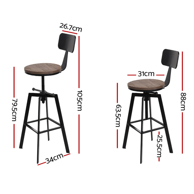 Dealsmate  Bar Stools Kitchen Counter Chairs Vintage Metal Chairs x2