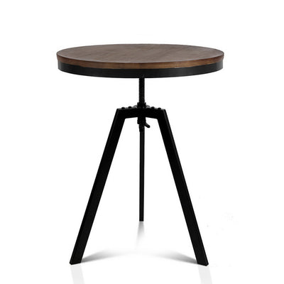Dealsmate  Bar Table 67-86CM Height Round Brown