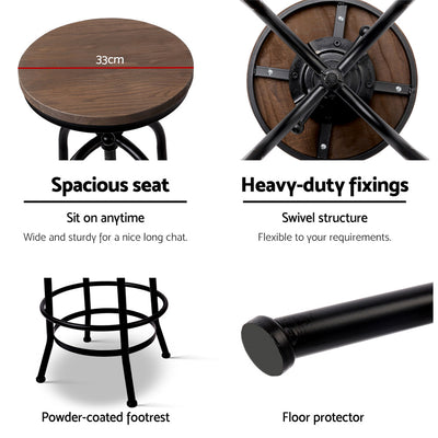 Dealsmate  Bar Stools Adjustable Wood Chairs