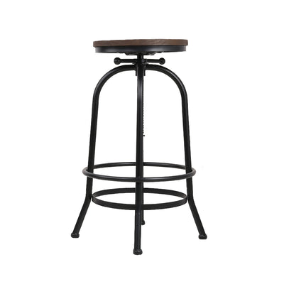 Dealsmate  2x Bar Stools Adjustable Wood Chairs