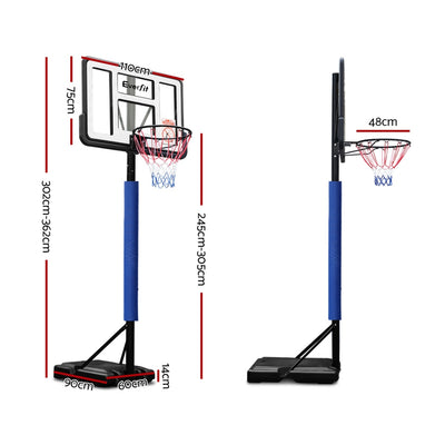 Dealsmate  3.05M Basketball Hoop Stand System Adjustable Height Portable Pro Blue