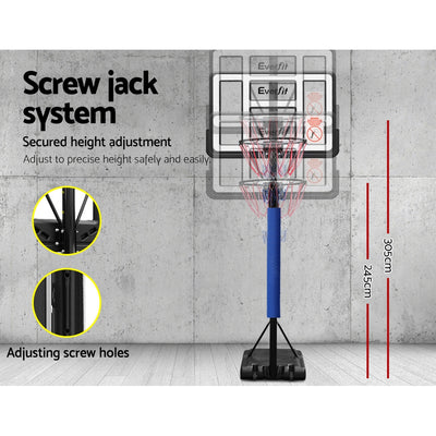 Dealsmate  3.05M Basketball Hoop Stand System Adjustable Height Portable Pro Blue