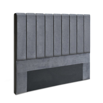 Dealsmate  Bed Head Headboard Double Size Bedhead Velvet Frame Base VELA Grey