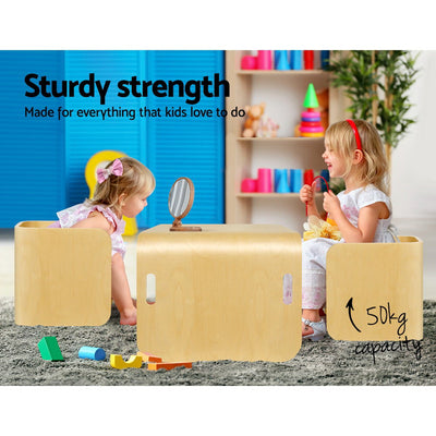 Dealsmate Keezi 3 PC Nordic Kids Table Chair Set Beige Desk Activity Compact Children