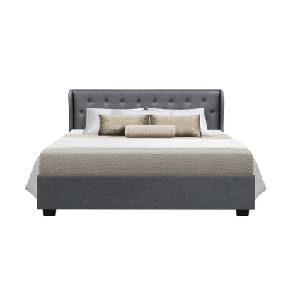 Dealsmate  Bed Frame Queen Size Gas Lift Grey ISSA