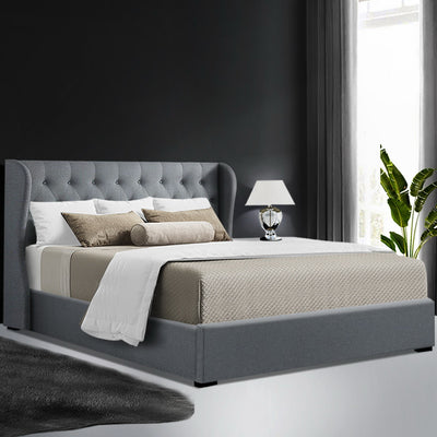 Dealsmate  Bed Frame Queen Size Gas Lift Grey ISSA