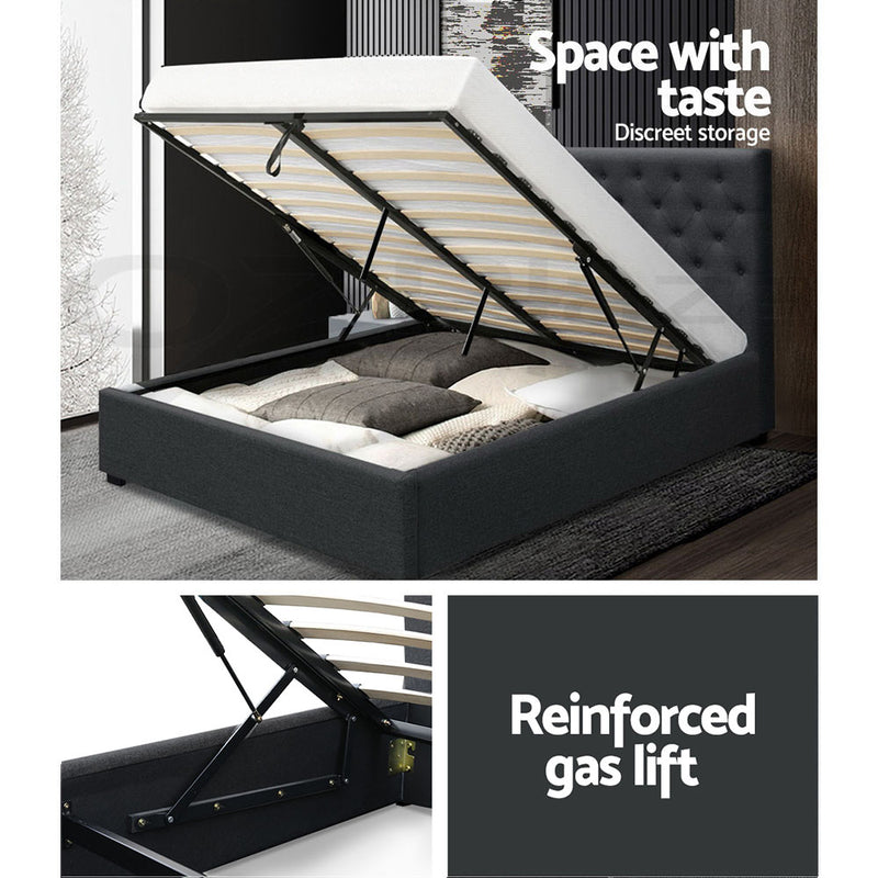 Dealsmate  Bed Frame Double Size Gas Lift Charcoal VILA