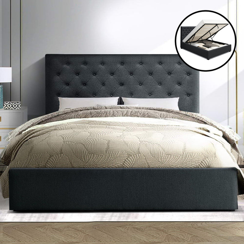 Dealsmate  Bed Frame Double Size Gas Lift Charcoal VILA