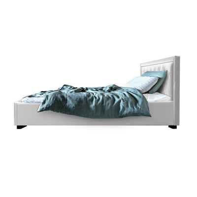 Dealsmate  Bed Frame King Single Size Gas Lift White TIYO