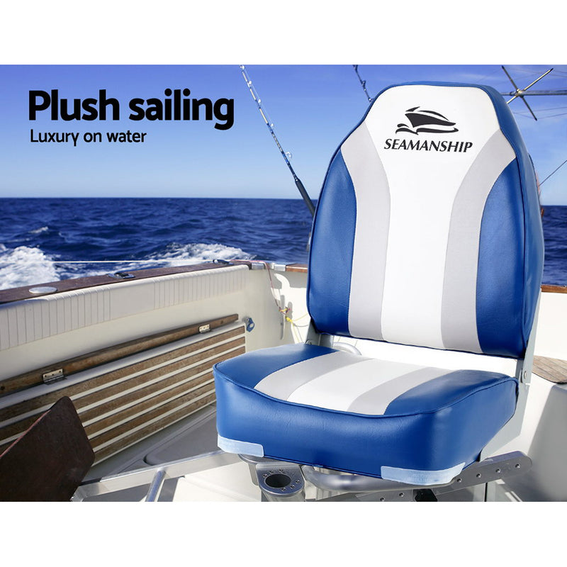 Dealsmate Seamanship 2X Folding Boat Seats Seat Marine Seating Set All Weather Swivels