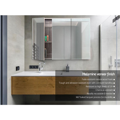 Dealsmate Cefito Bathroom Mirror Cabinet 900mm x720mm - Natural
