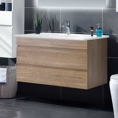 Dealsmate Cefito 900mm Bathroom Vanity Cabinet Wash Basin Unit Sink Storage Wall Mounted Oak White