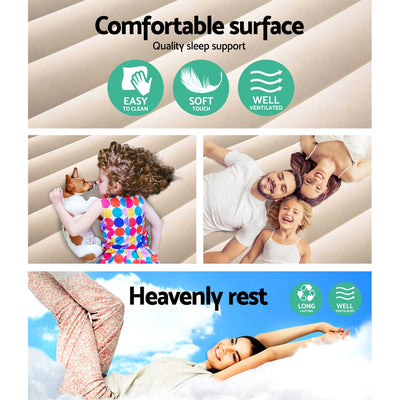 Dealsmate  Air Bed Beds Mattress Queen Size Sleep Built-in Pump Camping Inflatable