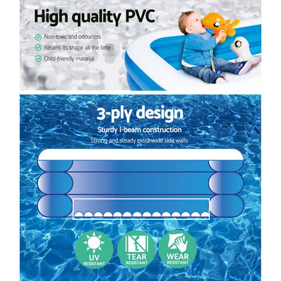 Dealsmate  Kids Pool 305x183x56cm Inflatable Above Ground Swimming Pools 1161L