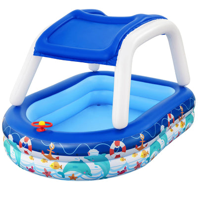 Dealsmate  Kids Play Pools Above Ground Inflatable Swimming Pool Canopy Sunshade