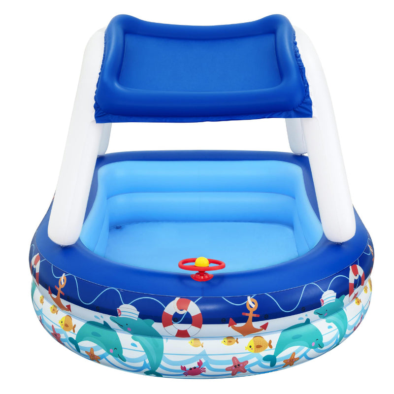Dealsmate  Kids Play Pools Above Ground Inflatable Swimming Pool Canopy Sunshade