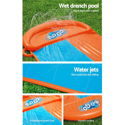 Dealsmate  Inflatable Water Slip Slide Double Kids Splash Toy Outdoor Play 4.88M