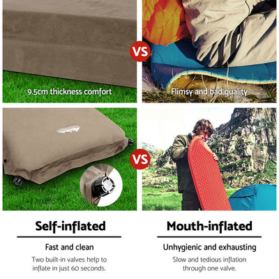 Dealsmate Weisshorn Self Inflating Mattress Camping Sleeping Mat Air Bed Pad Double